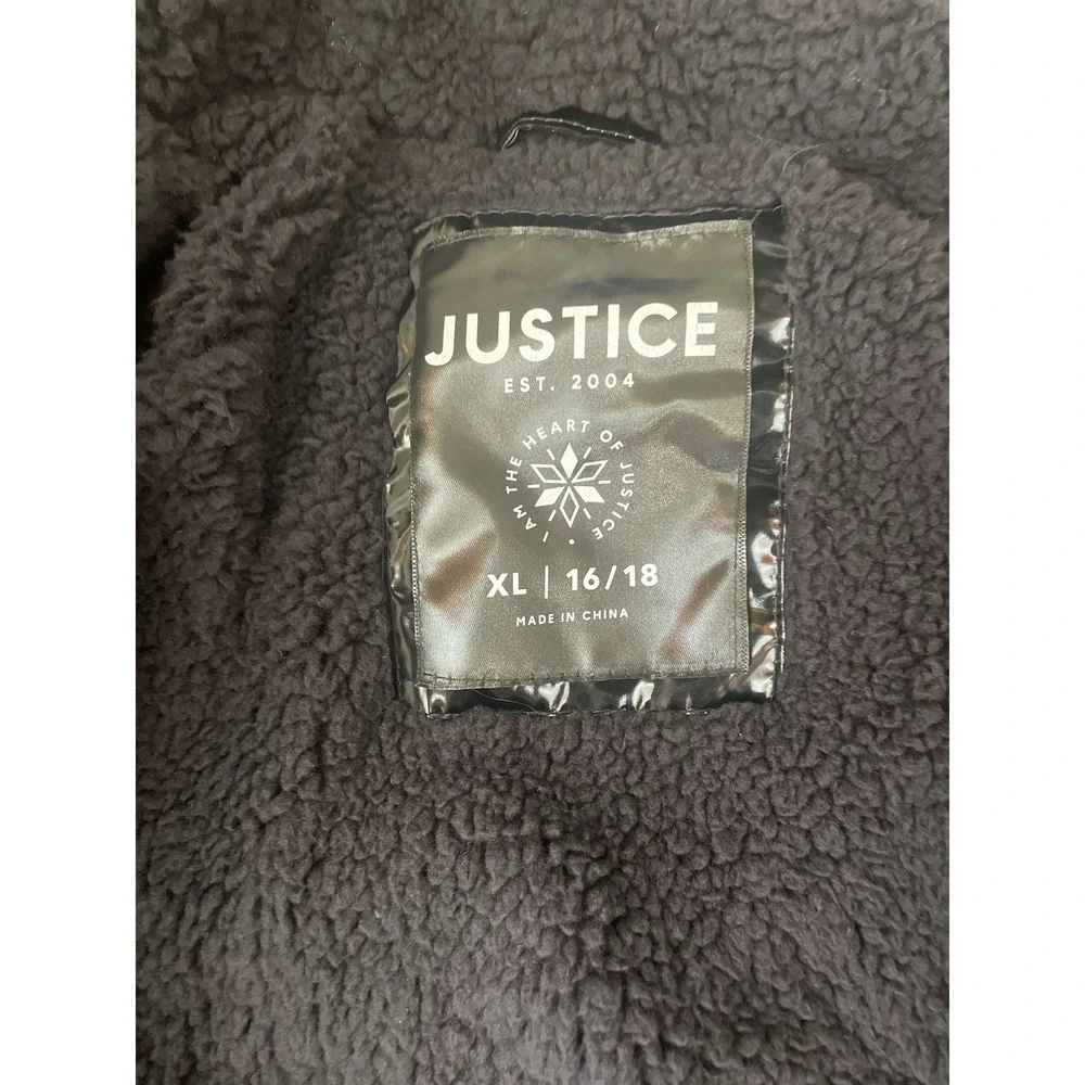 BRAND‎ NEW! Justice Insulated Lined Girl's Purple Puffer Coat Hooded Size 16/18